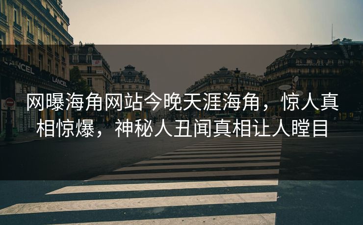 网曝海角网站今晚天涯海角，惊人真相惊爆，神秘人丑闻真相让人瞠目