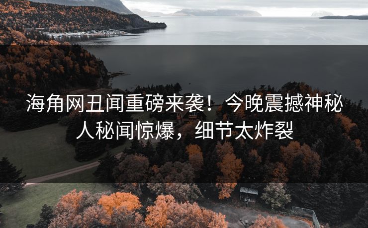 海角网丑闻重磅来袭！今晚震撼神秘人秘闻惊爆，细节太炸裂