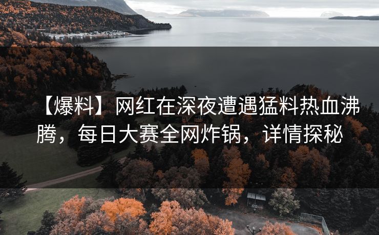 【爆料】网红在深夜遭遇猛料热血沸腾，每日大赛全网炸锅，详情探秘