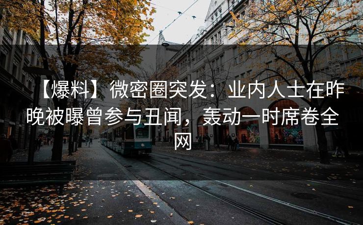【爆料】微密圈突发：业内人士在昨晚被曝曾参与丑闻，轰动一时席卷全网