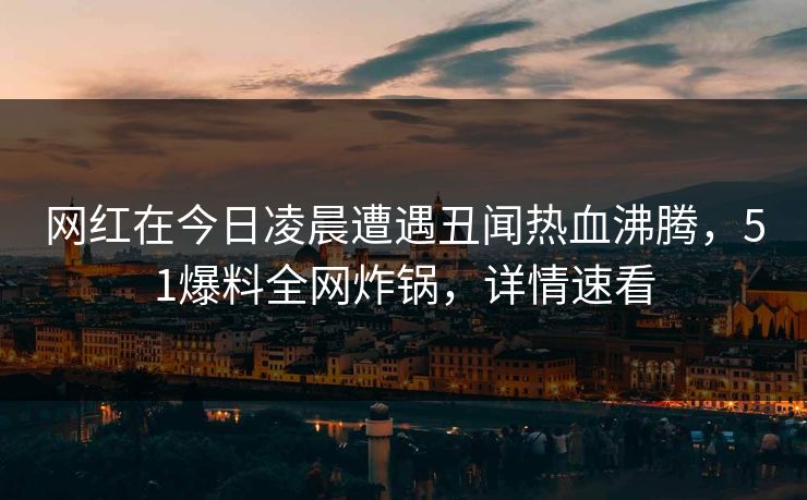网红在今日凌晨遭遇丑闻热血沸腾，51爆料全网炸锅，详情速看
