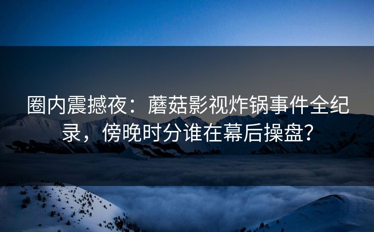圈内震撼夜：蘑菇影视炸锅事件全纪录，傍晚时分谁在幕后操盘？