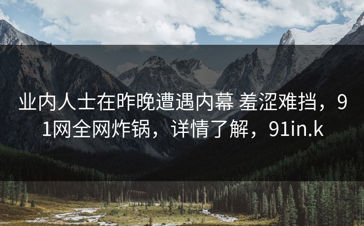 业内人士在昨晚遭遇内幕 羞涩难挡，91网全网炸锅，详情了解，91in.k